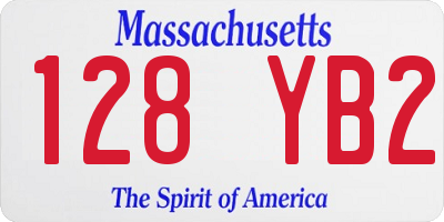 MA license plate 128YB2