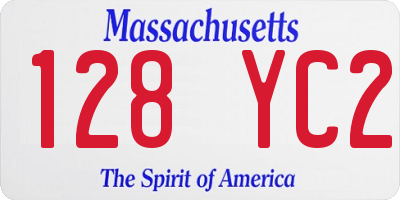MA license plate 128YC2