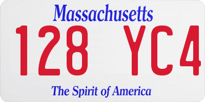 MA license plate 128YC4