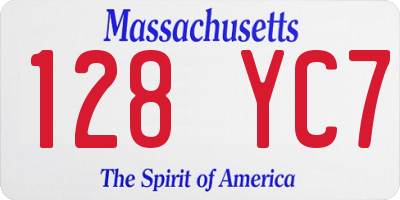 MA license plate 128YC7