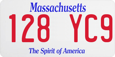 MA license plate 128YC9