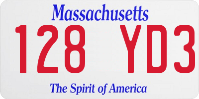 MA license plate 128YD3