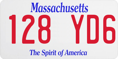 MA license plate 128YD6
