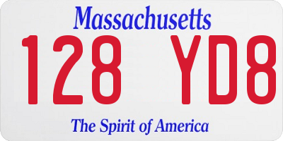 MA license plate 128YD8