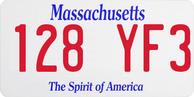 MA license plate 128YF3