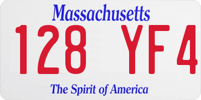 MA license plate 128YF4