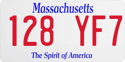 MA license plate 128YF7