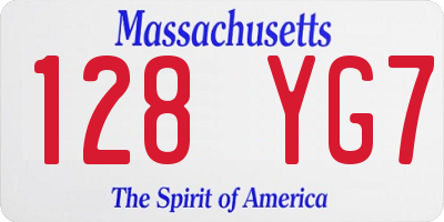 MA license plate 128YG7
