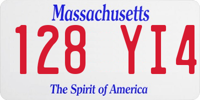 MA license plate 128YI4