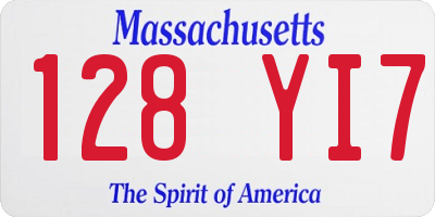 MA license plate 128YI7