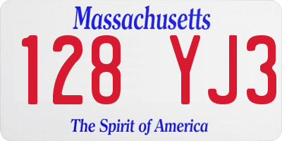 MA license plate 128YJ3