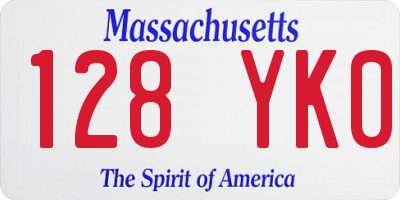 MA license plate 128YK0