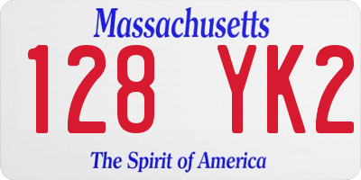 MA license plate 128YK2