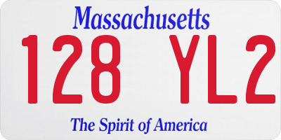 MA license plate 128YL2