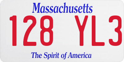 MA license plate 128YL3