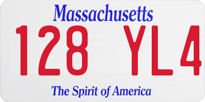 MA license plate 128YL4