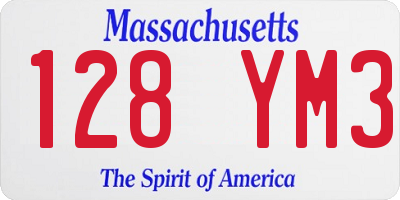 MA license plate 128YM3