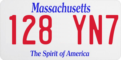 MA license plate 128YN7