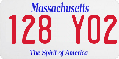 MA license plate 128YO2