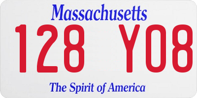 MA license plate 128YO8