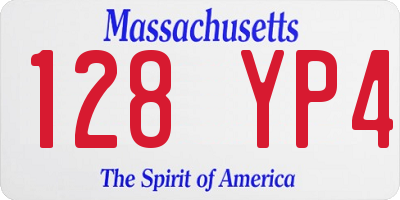 MA license plate 128YP4