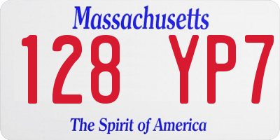 MA license plate 128YP7