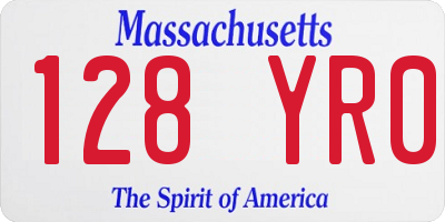 MA license plate 128YR0