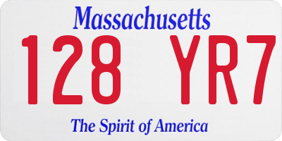 MA license plate 128YR7