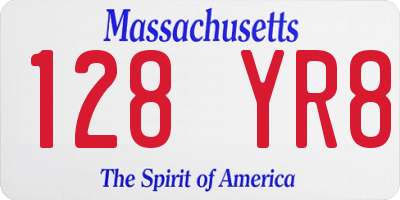 MA license plate 128YR8