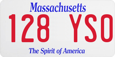 MA license plate 128YS0