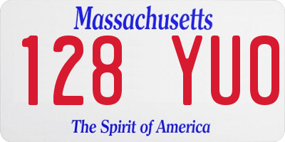 MA license plate 128YU0