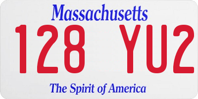 MA license plate 128YU2