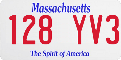 MA license plate 128YV3
