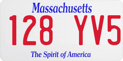 MA license plate 128YV5