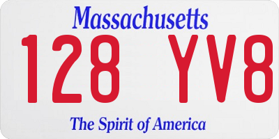MA license plate 128YV8