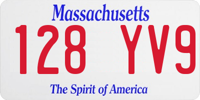 MA license plate 128YV9