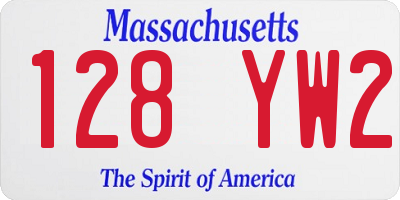 MA license plate 128YW2