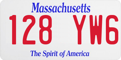 MA license plate 128YW6