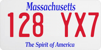 MA license plate 128YX7