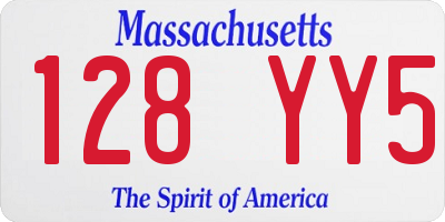 MA license plate 128YY5