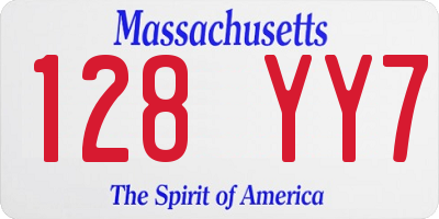MA license plate 128YY7
