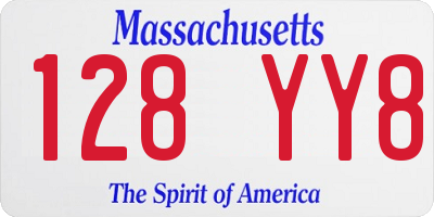 MA license plate 128YY8