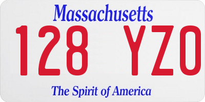 MA license plate 128YZ0