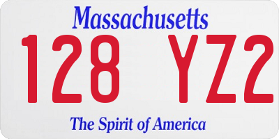 MA license plate 128YZ2