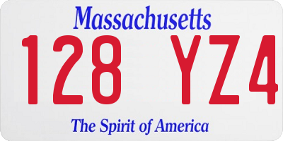 MA license plate 128YZ4