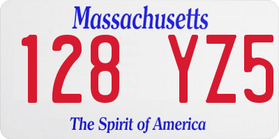 MA license plate 128YZ5