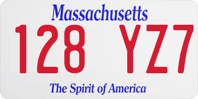 MA license plate 128YZ7