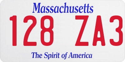MA license plate 128ZA3