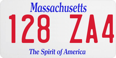 MA license plate 128ZA4
