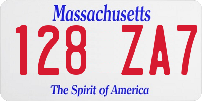 MA license plate 128ZA7